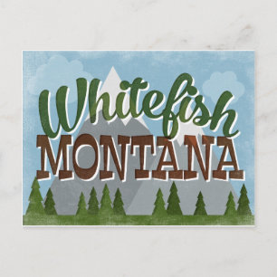 Carte Postale Whitefish Montana Fun Retro Snowy Mounts