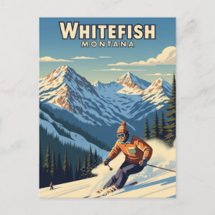 Carte Postale Whitefish Montana Skier Travel