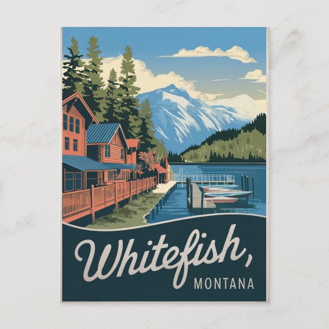 Carte Postale Whitefish Montana Vintage (Devant)