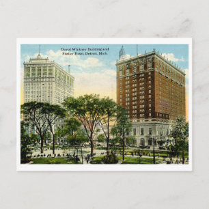 Carte Postale Whitney Building, Hôtel Statler, Detroit 1920 Vint