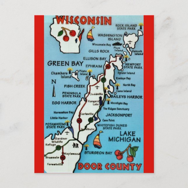 Carte postale WI du comté de Door (Devant)