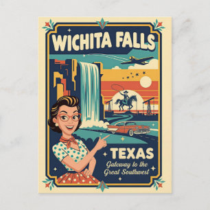 Carte Postale Wichita Falls TX Rétro Voyage Années 50 
