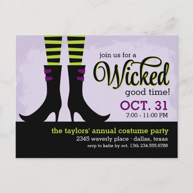 Carte Postale Wicked Witch Halloween Costume Fête Invitation (Devant)
