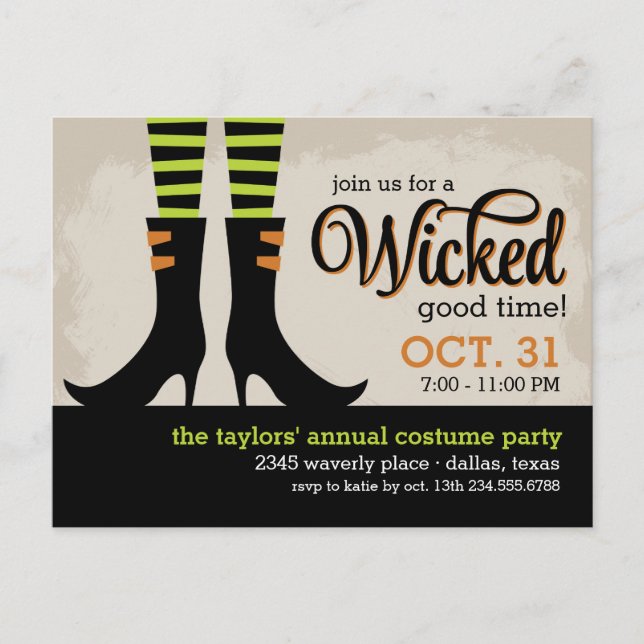 Carte Postale Wicked Witch Halloween Costume Fête Invitation (Devant)