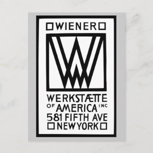 Carte Postale Wiener Werkstaette monochrome d'Amérique