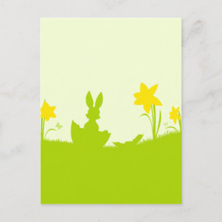 Carte Postale Wiese Osterhase Narzissen