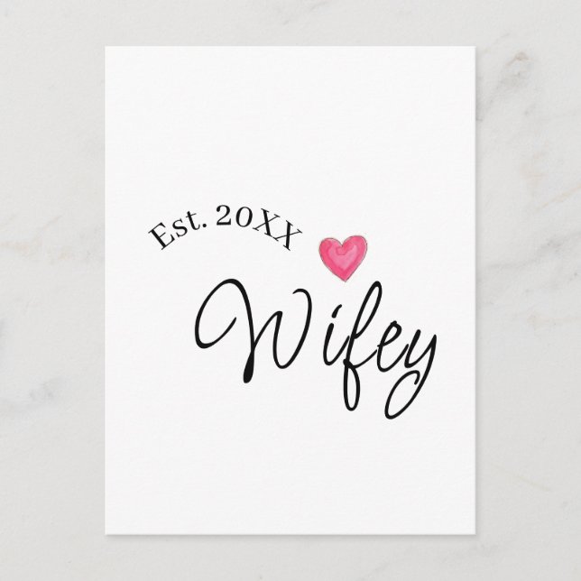 Carte Postale Wifey red heart est. Year future wife valentine's  (Devant)