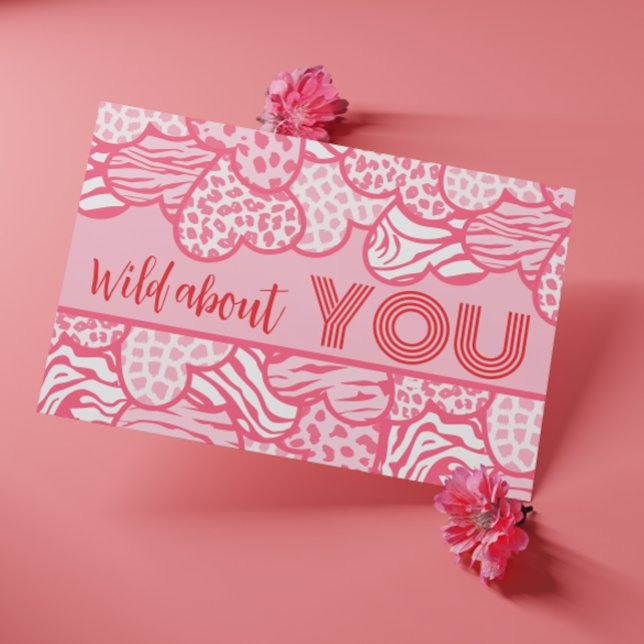 Carte Postale Wild About You Blush Pink Wild Hearts Valentine (Créateur téléchargé)