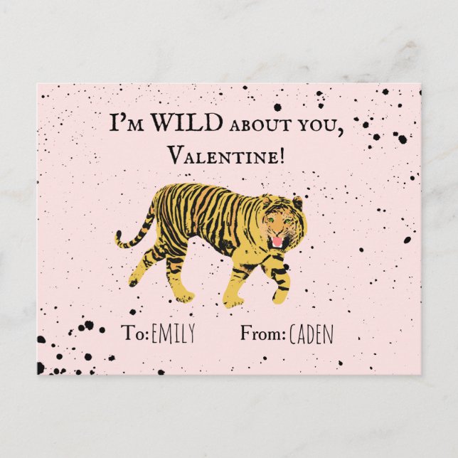 Carte Postale Wild About You Valentine Tiger Kids Classroom (Devant)