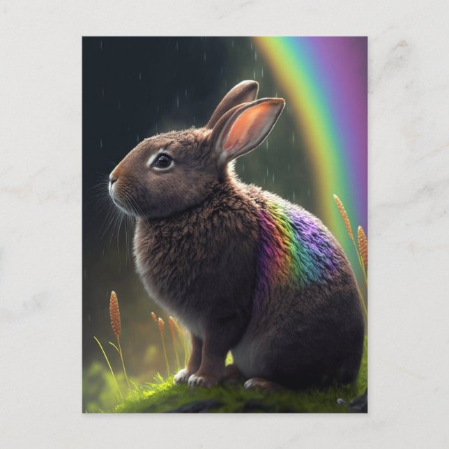 Carte postale Wild Rainbow Rabbit (Devant)