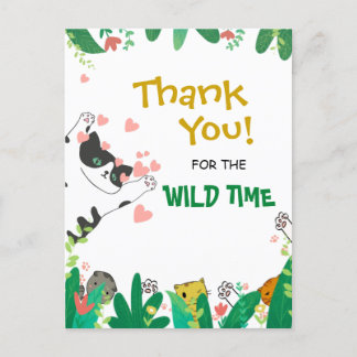 Carte Postale Wild Time Cute Tuxedo Kitty Chat Merci