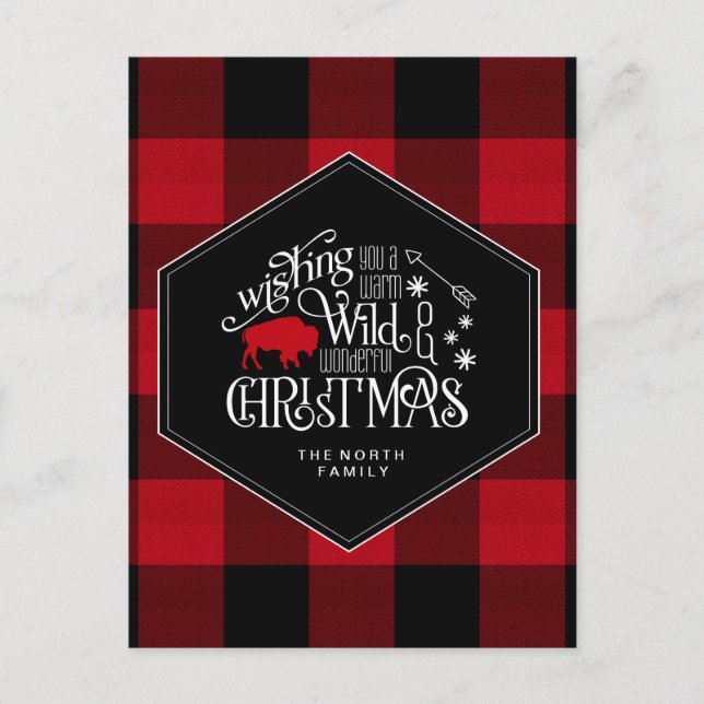 Carte Postale Wild Wonderful Christmas Red Buffalo Plaid ID604 (Devant)