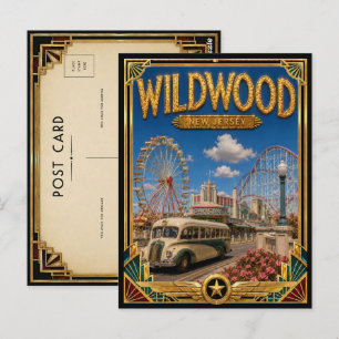 Carte Postale Wildwood New Jersey Art Déco vintage de l'âge d'or