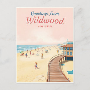 Carte Postale Wildwood, New Jersey – Scènes de plage rétro