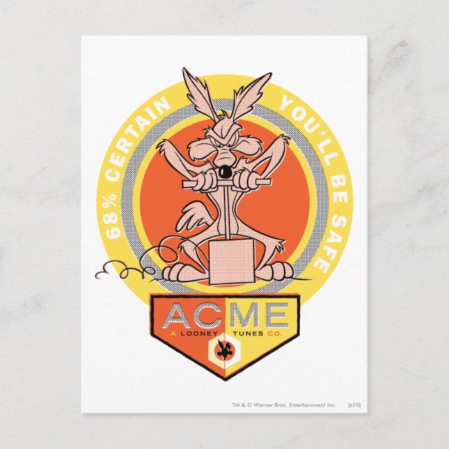 Carte Postale WILE E. COYOTE™ Acme - 68% Certains que vous serez (Devant)