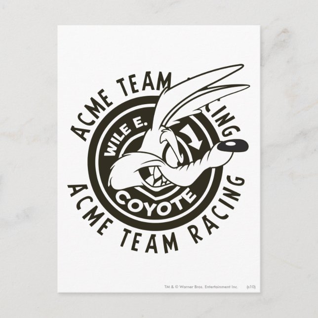 Carte Postale WILE E. COYOTE™ Acme Team Racing B/W (Devant)