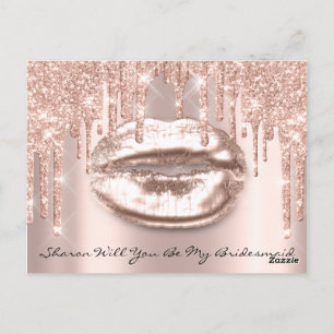 Carte Postale Will Bridesmaid Rose Parties scintillant Drips Spa