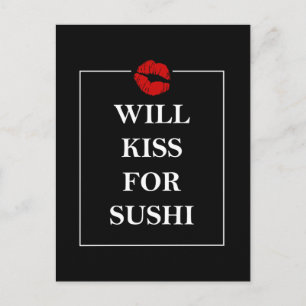 Carte Postale Will Kiss for Sushi Original Print Cadeau Design