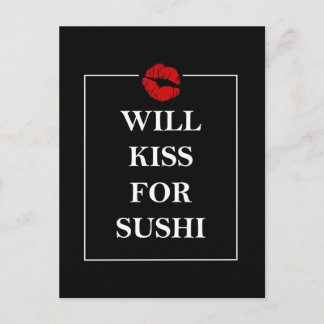 Carte Postale Will Kiss for Sushi Original Print Cadeau Design