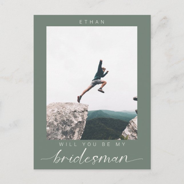 Carte Postale Will you be my Bridesman Minimalist Photo Modern  (Devant)