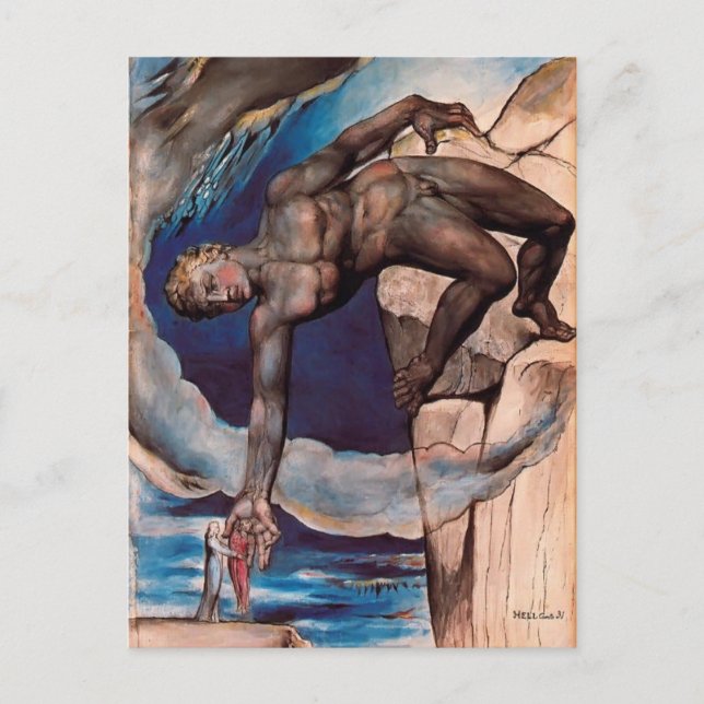 Carte Postale William Blake- Antaeus en plein Dante & Virgile (Devant)