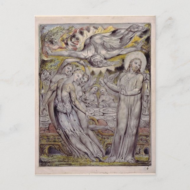 Carte Postale William Blake-Christ refusant le banquet de Satan (Devant)