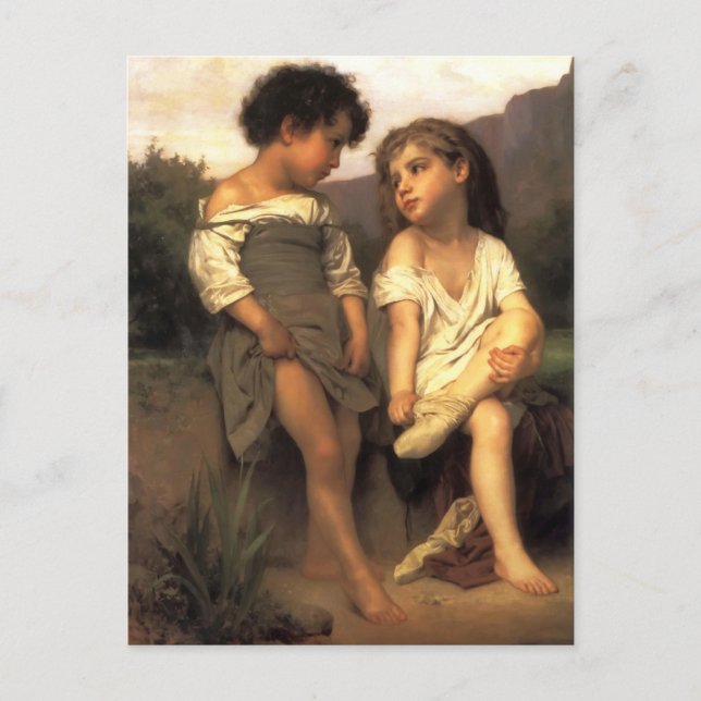 Carte Postale William Bouguereau - Au bord du ruisseau (Devant)