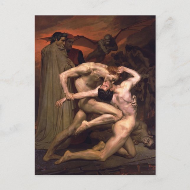 Carte Postale William Bouguereau- Dante et Virgil dans l'enfer (Devant)