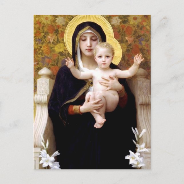 Carte Postale William Bouguereau - La Vierge des Lilies (Devant)
