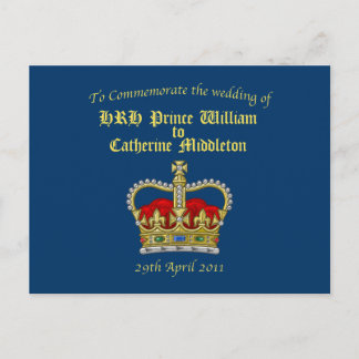 Carte Postale William & Catherine Royal Mariage 29 avril 2011