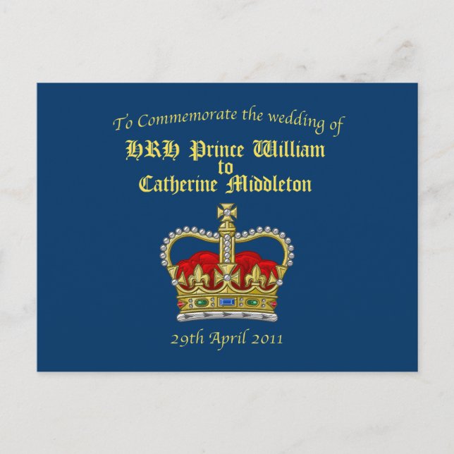 Carte Postale William & Catherine Royal Mariage 29 avril 2011 (Devant)
