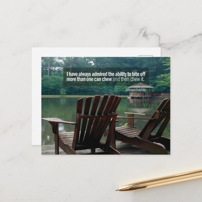 Carte Postale William DeMille Citation Inspirationnelle "Bite of (Devant/Arrière en situation)