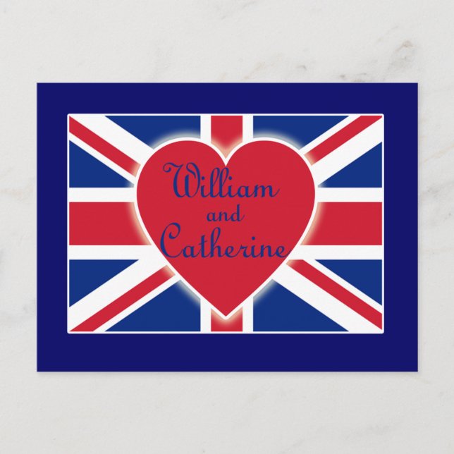 Carte Postale William et Catherine avec Union Jack Products (Devant)