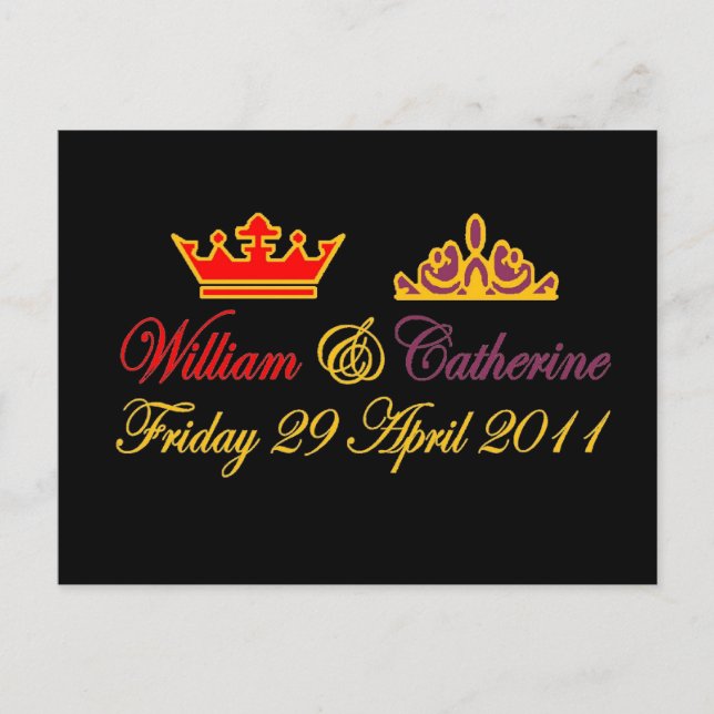 Carte Postale William et Catherine Royal Mariage (Devant)