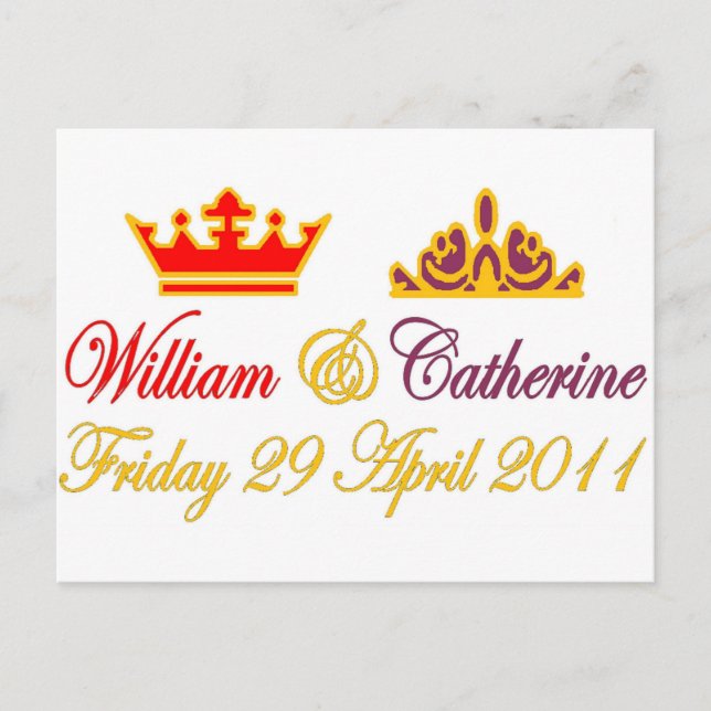 Carte Postale William et Catherine Royal Mariage (Devant)