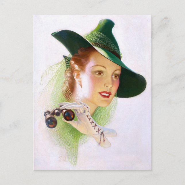 Carte Postale William Fulton Soare : Femme avec Binoculaire (Devant)