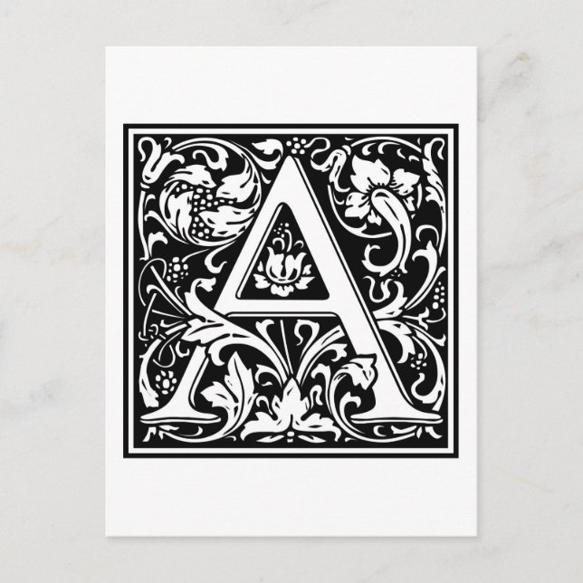 Carte Postale William Morris Alphabet "A" (Devant)