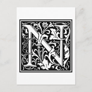 Carte Postale William Morris Alphabet "N"