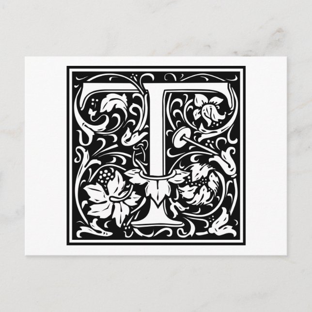 Carte Postale William Morris Alphabet "T" (Devant)