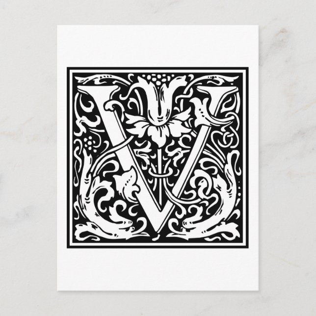 Carte Postale William Morris Alphabet "V" (Devant)