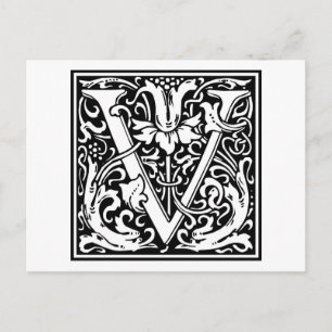 Carte Postale William Morris Alphabet "V"