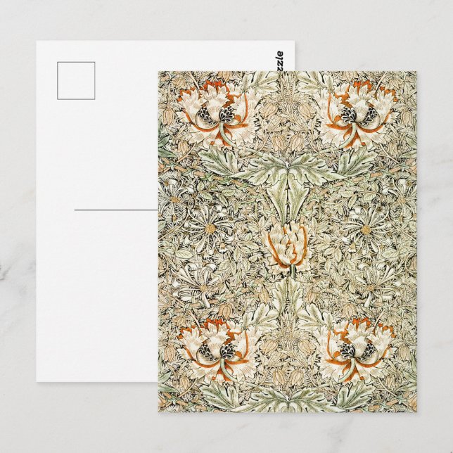 Carte Postale William Morris Antique Honeysuckle Floral Classic (Devant / Derrière)