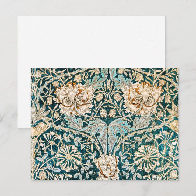 Carte Postale William Morris Antique Honeysuckle Motif Floral (Devant / Derrière)