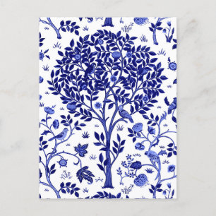 Carte Postale William Morris Arbre de vie, bleu et blanc de Coba