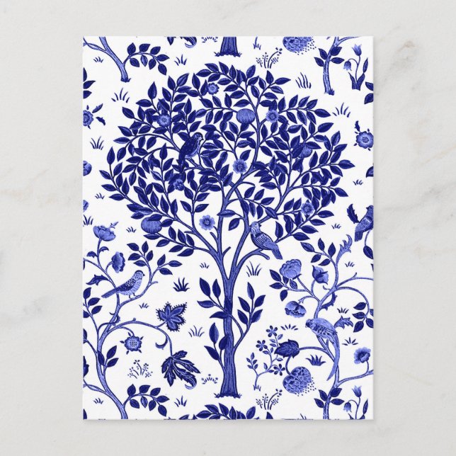 Carte Postale William Morris Arbre de vie, bleu et blanc de Coba (Devant)