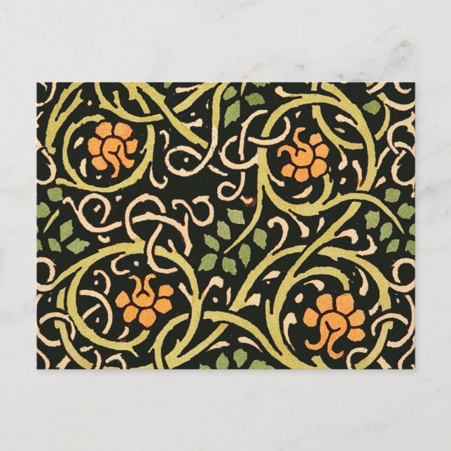 Carte Postale William Morris Black Floral Art (Devant)