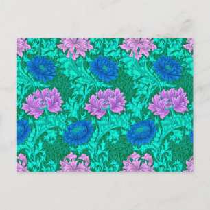 Carte Postale William Morris Chrysanthèmes, Aqua et Violet