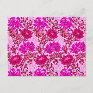 Carte Postale William Morris Chrysanthemums, Bourgogne et rose