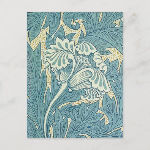 Carte Postale William Morris Classique Tulipe Bleu Floral