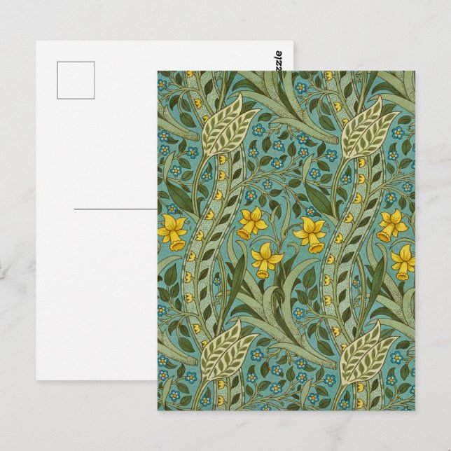 Carte Postale William Morris Daffodil Motif Floral Classique (Devant / Derrière)
